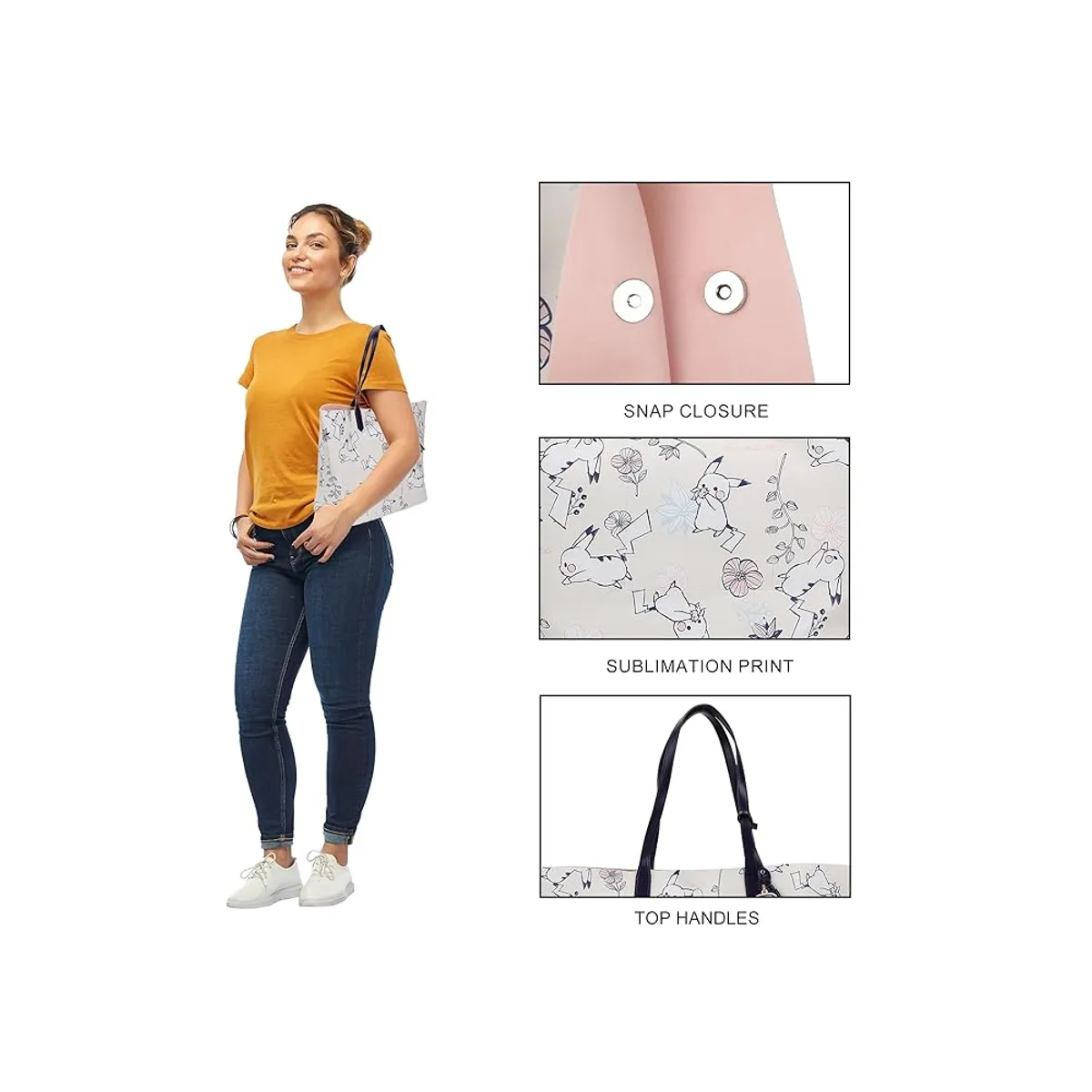 POKEMON - Pokemon Bolso Tote Grande Mujer Pikachu Pink