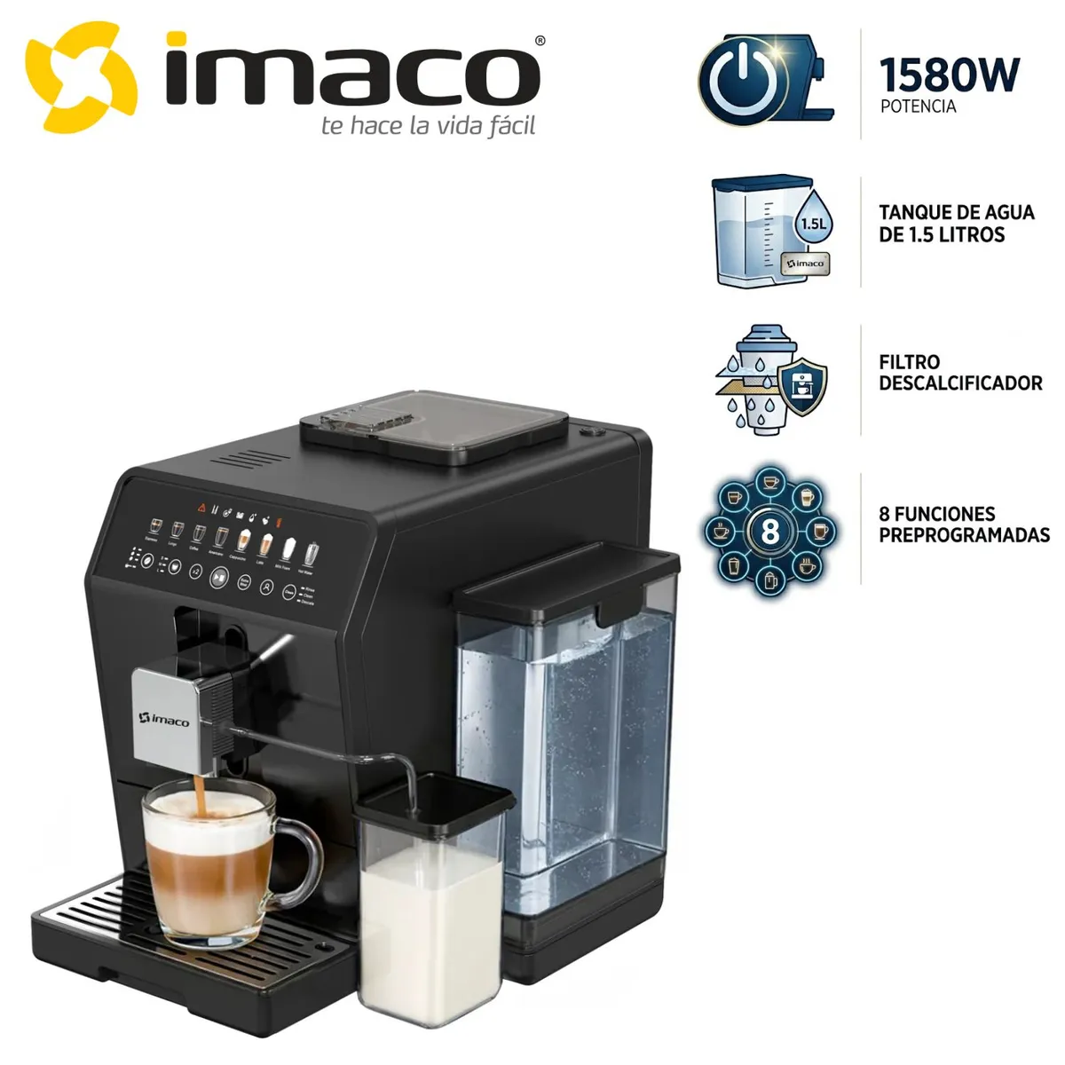 IMACO - Cafetera Espresso y Capuccino Imaco IECM1582A de 19 bares