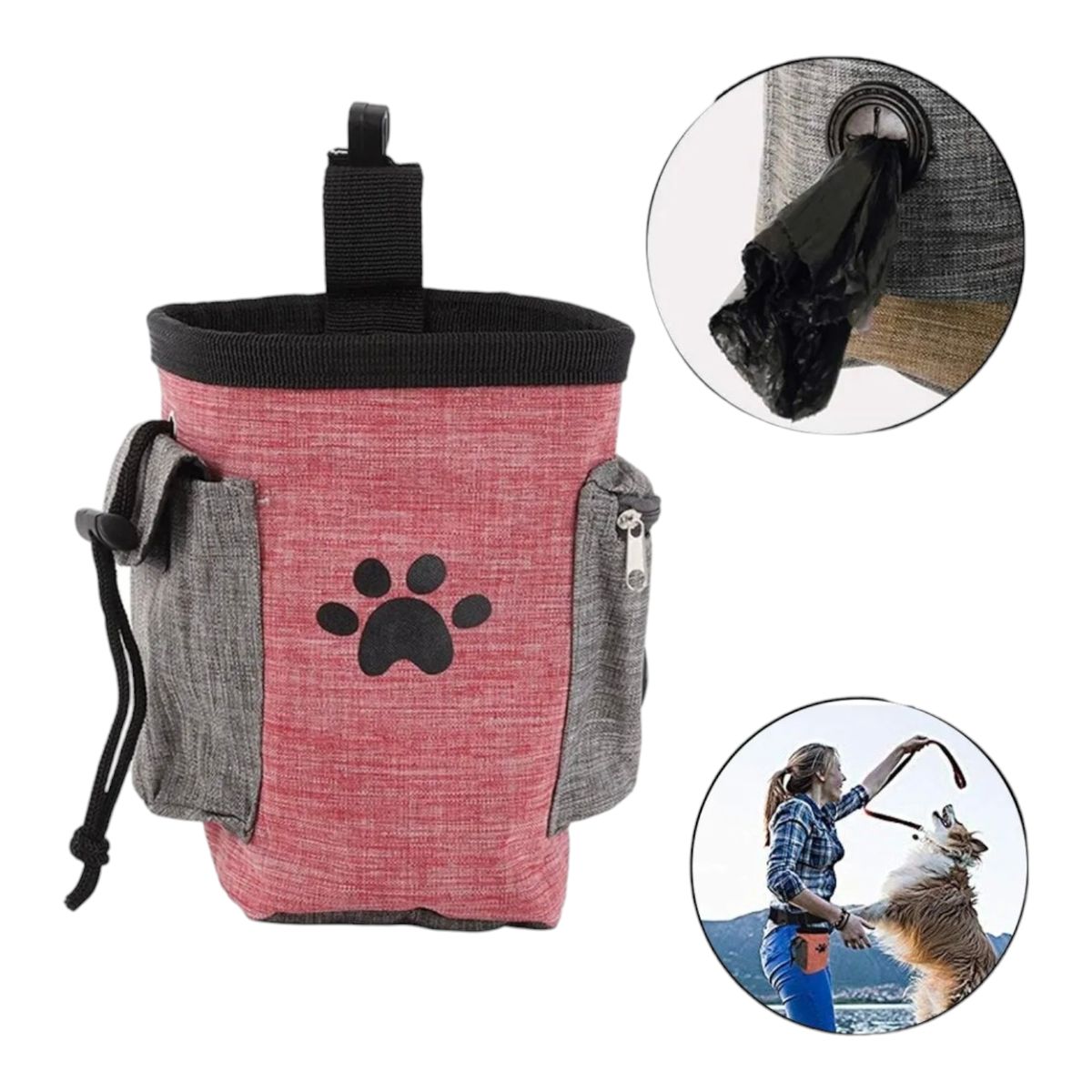 WELL BEING - Bolsa Entrenamiento Perros 2 en 1 + Dispensador