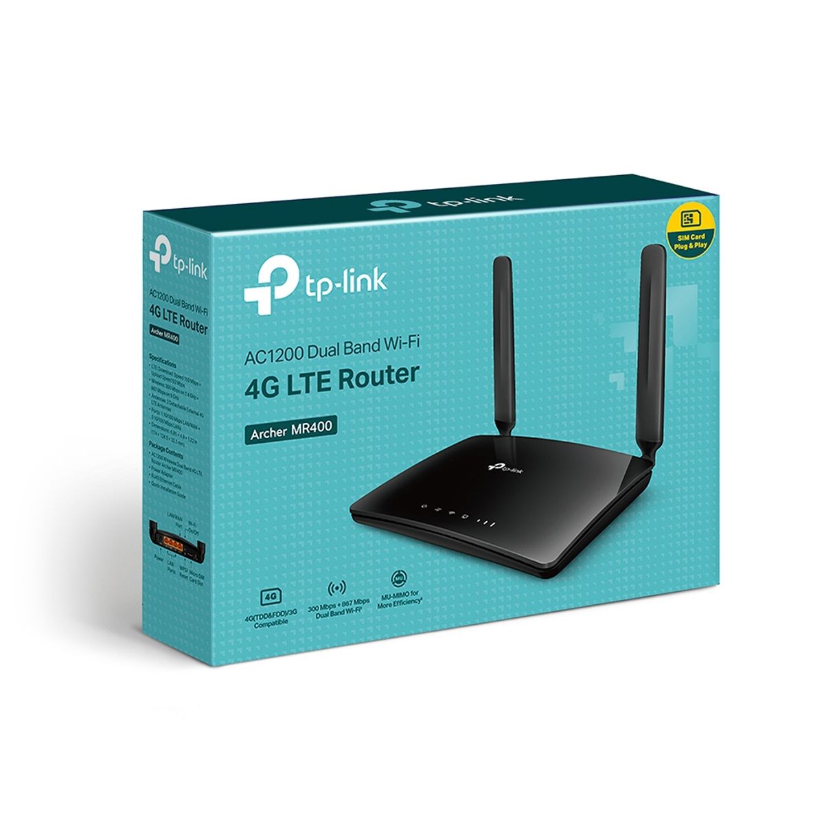 GENERICO - Router TP-LINK TL-MR400 AC1200 4G LTE 4 Puertos Conectividad