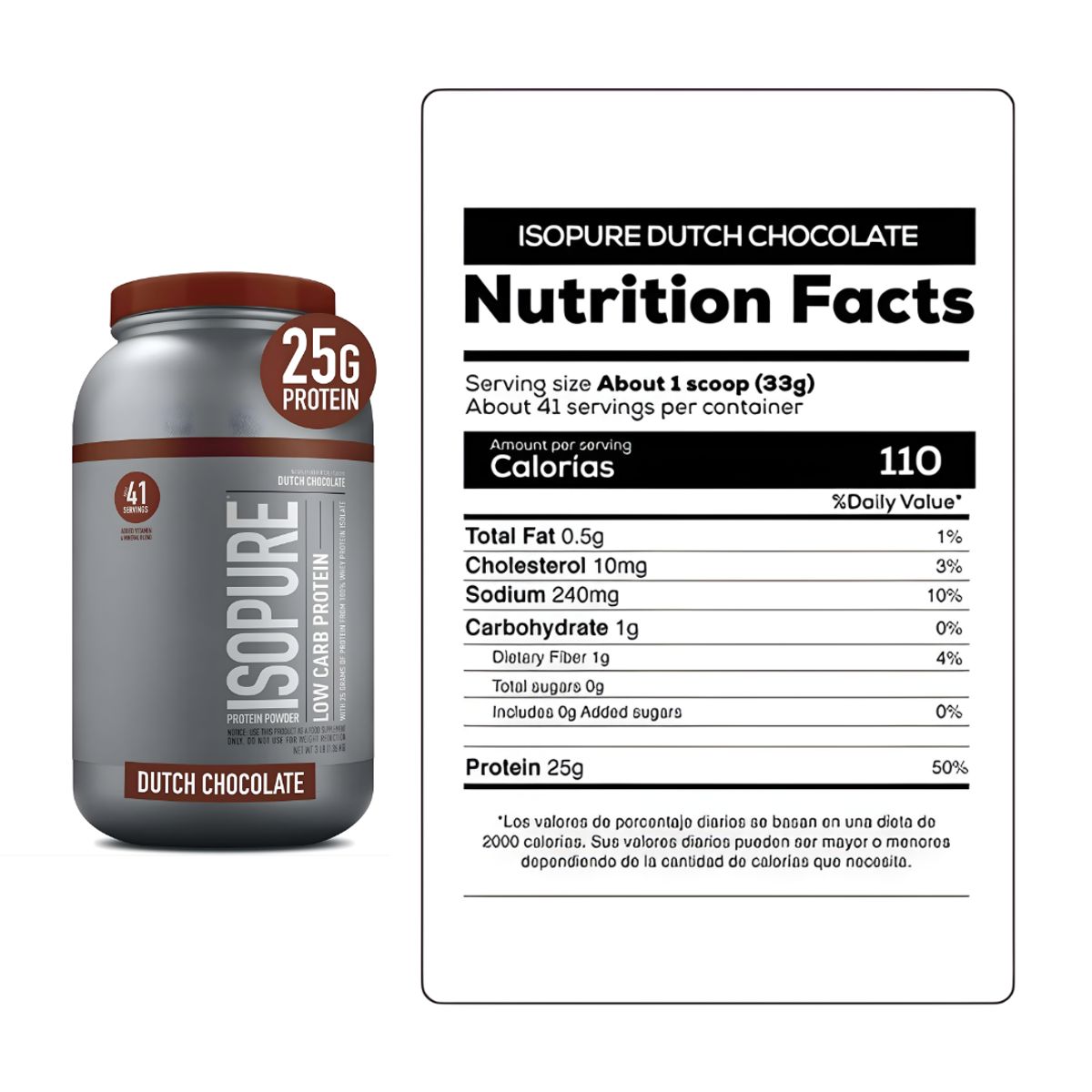 NATURE'S BEST - Isopure Zero Carb 3 lb / Proteina Isolatada Isopure - Dutch Chocolate