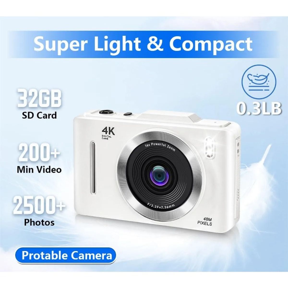 GIOIO - Cámara Digital Compacta Con Autofoco 4k 48 Mp  Cámara Web