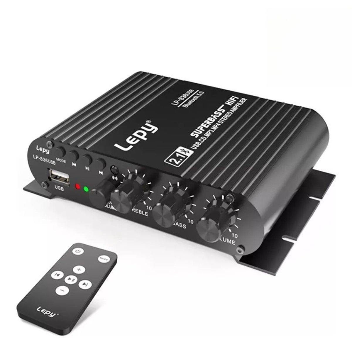 GIOIO - Amplificador 2.1 Hifi Stereo Subwoofer Con Bluetooth Usb 12v