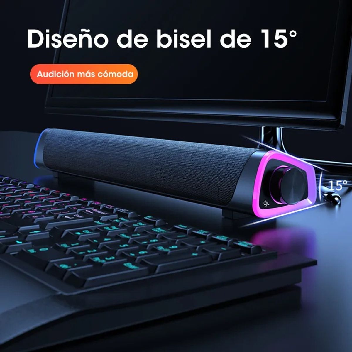 GIOIO - Bocina Bluetooth 5.0 Para Pc Laptop Gamer Led Color Negro