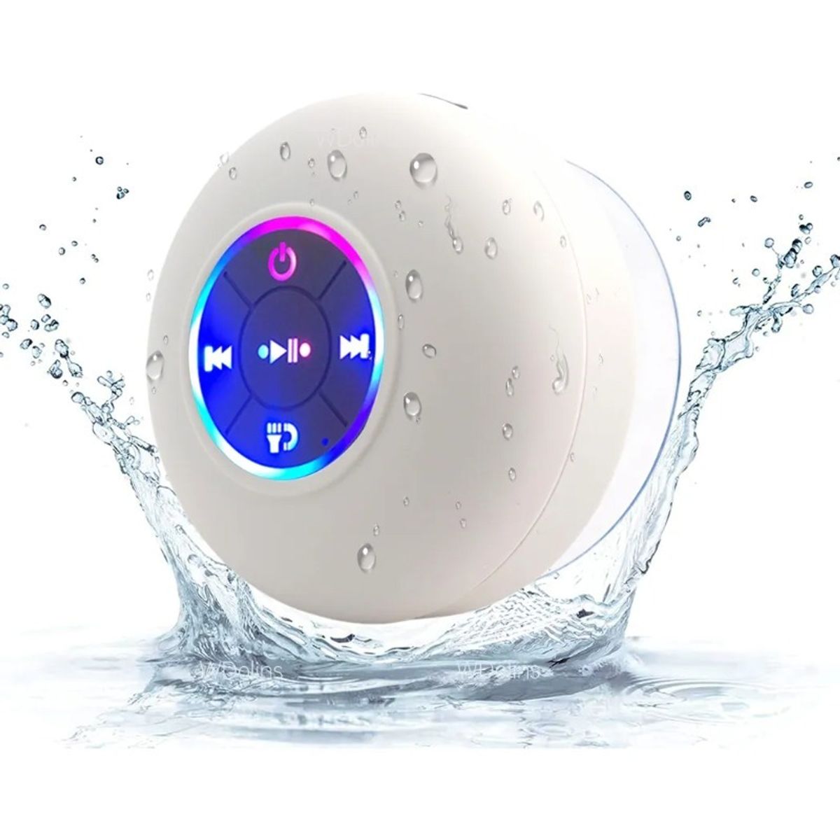 GIOIO - Mini Bocina Portátil Inalámbrico Bluetooth Altavoz Baño Ipx4 Impermeable Con Luz Led Ventosa