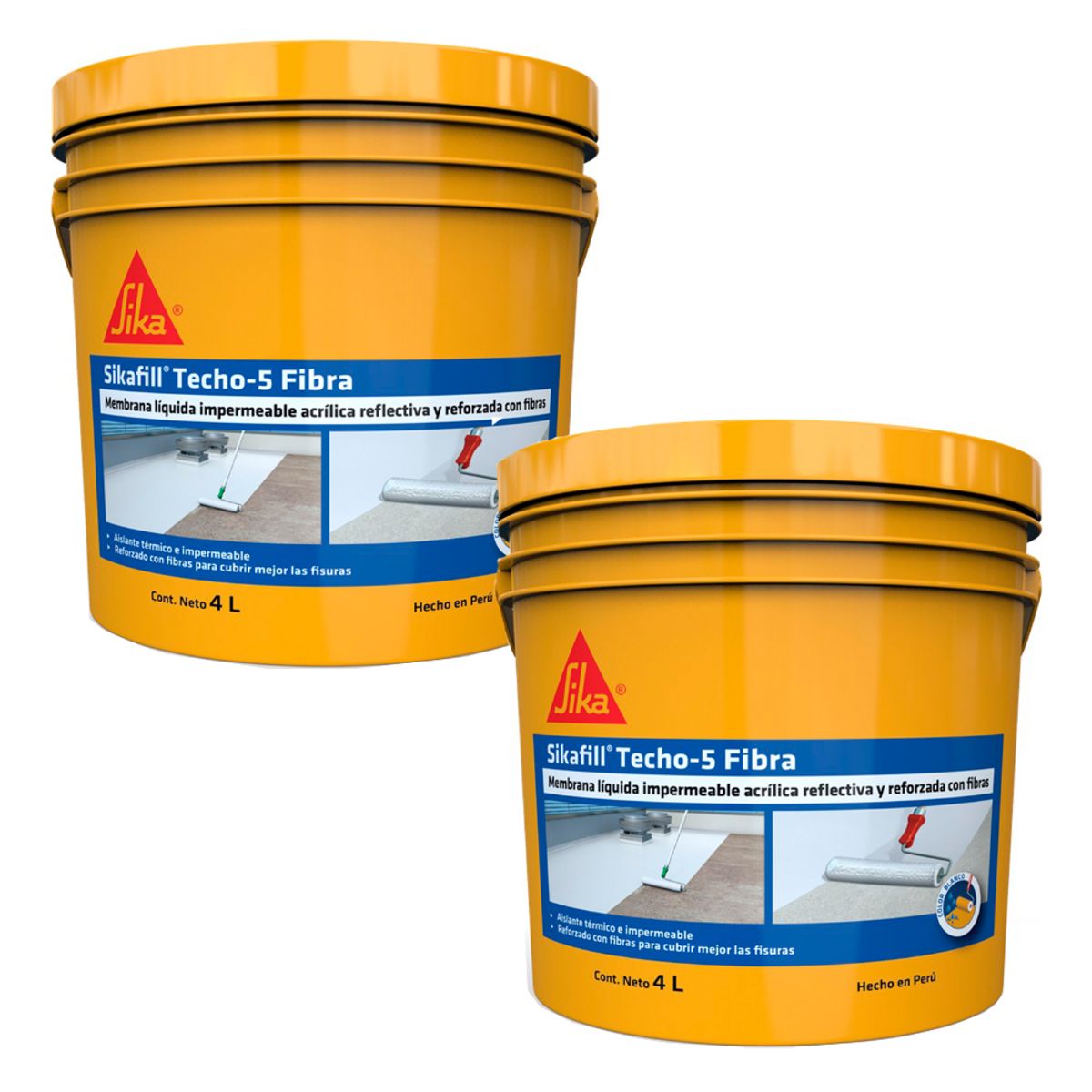 GENERICO - Pack 2 Impermeabilizantes para techos con fibra gris x 4lt