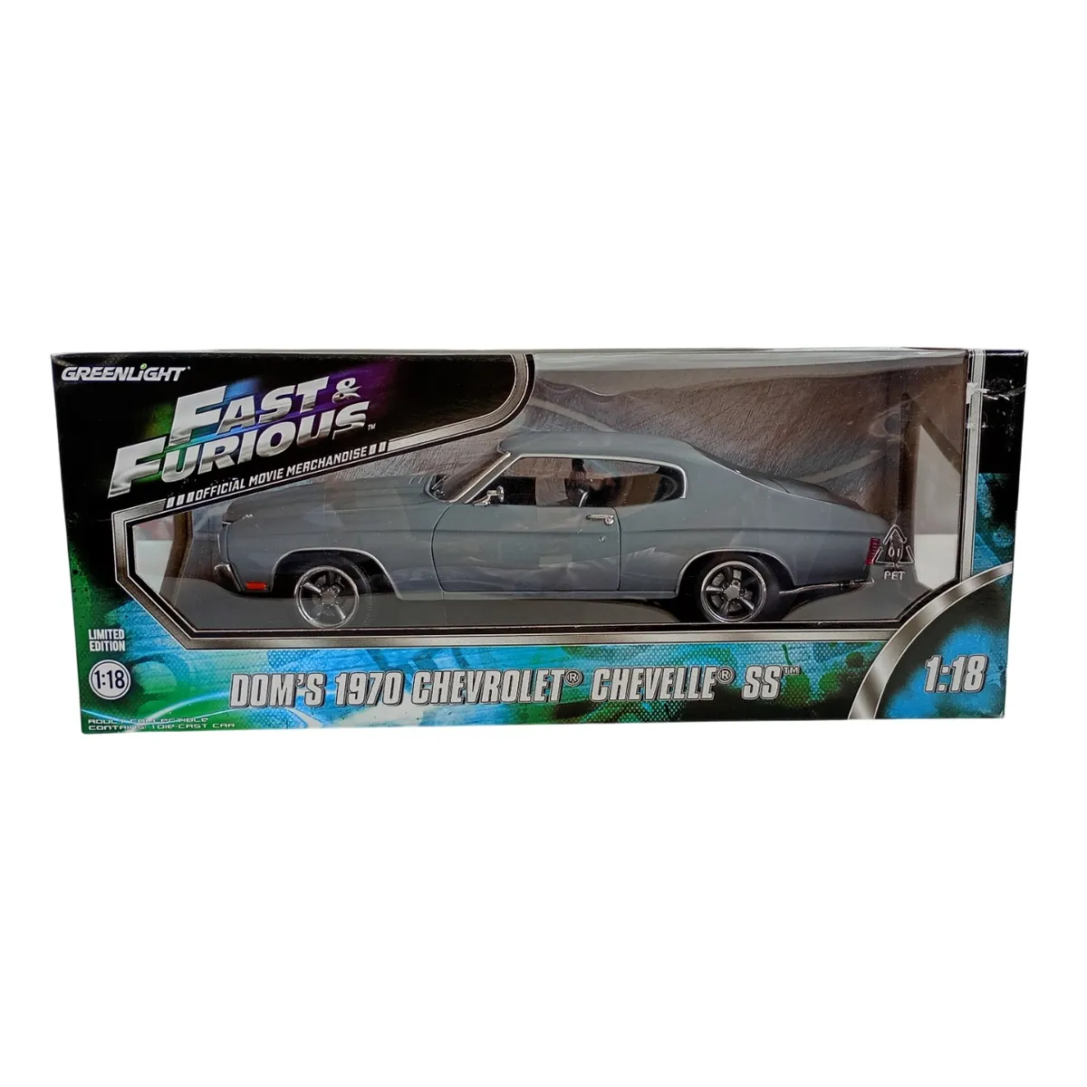 DIECAST MASTER - AUTO COLECCION RAPIDOS Y FURIOSOS CHEVROLET CHEVELLE 1970 DOM ESCALA 1 : 18