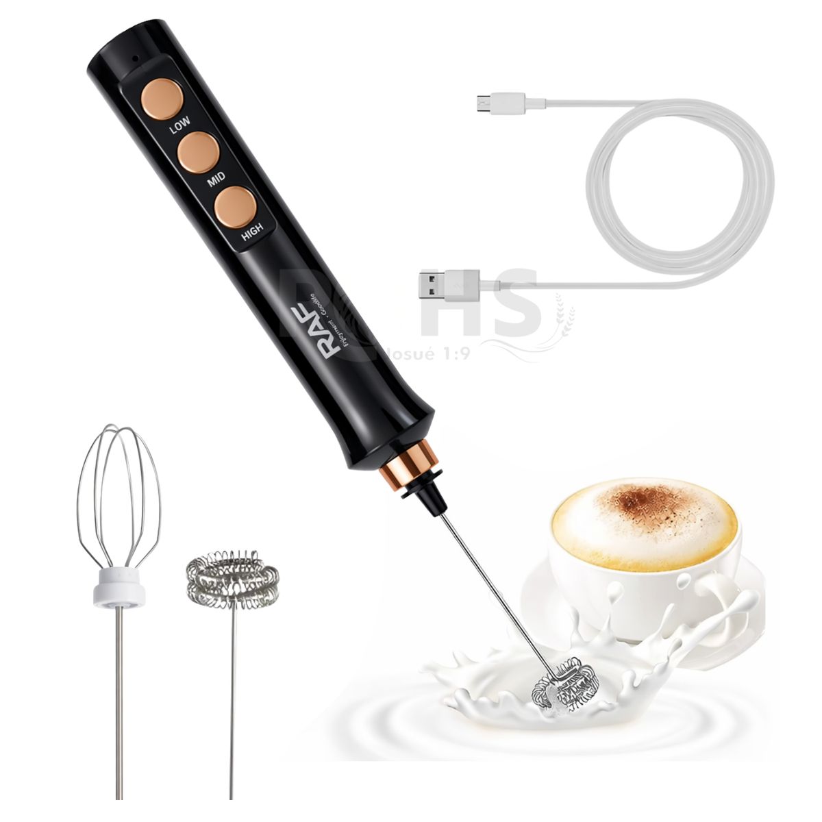 OEM - Batidor de Mano Portátil Para Café y Huevos 3 en 1 RAF