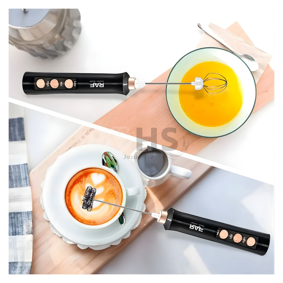 OEM - Batidora Portátil 3 en 1 Para Café y Huevos + Separador de Huevo RAF