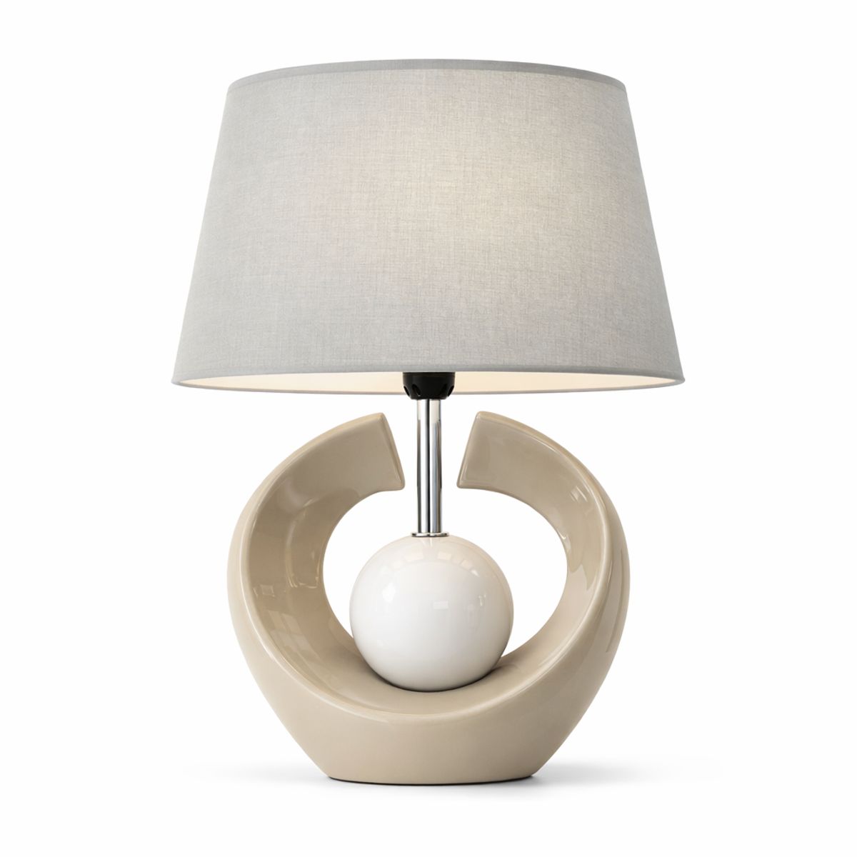 GENERICO - Lámpara de Mesa Moderna Decorativa Base de Cerámica Diseño Elegante para Dormitorio y Sala Beige