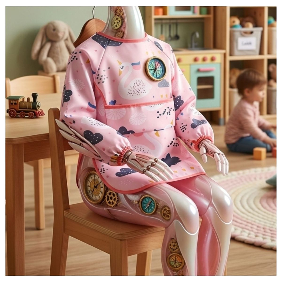 GENERICO - Mandil Infantil Cisne con Mangas Pack x 2 Unds