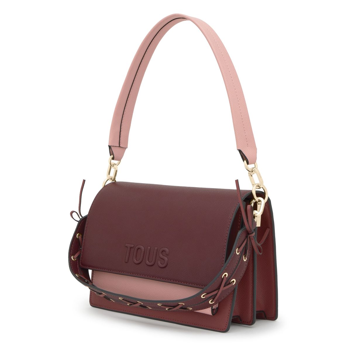 TOUS - Bolso Bandolera M. Audree Saffiano Burdeos