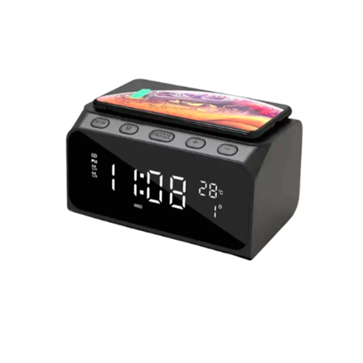 HAVIT - PARLANTE BLUETOOH - CARGADOR INALAMBRICO NEGRO-ALARMA l PN W3041-BLACK