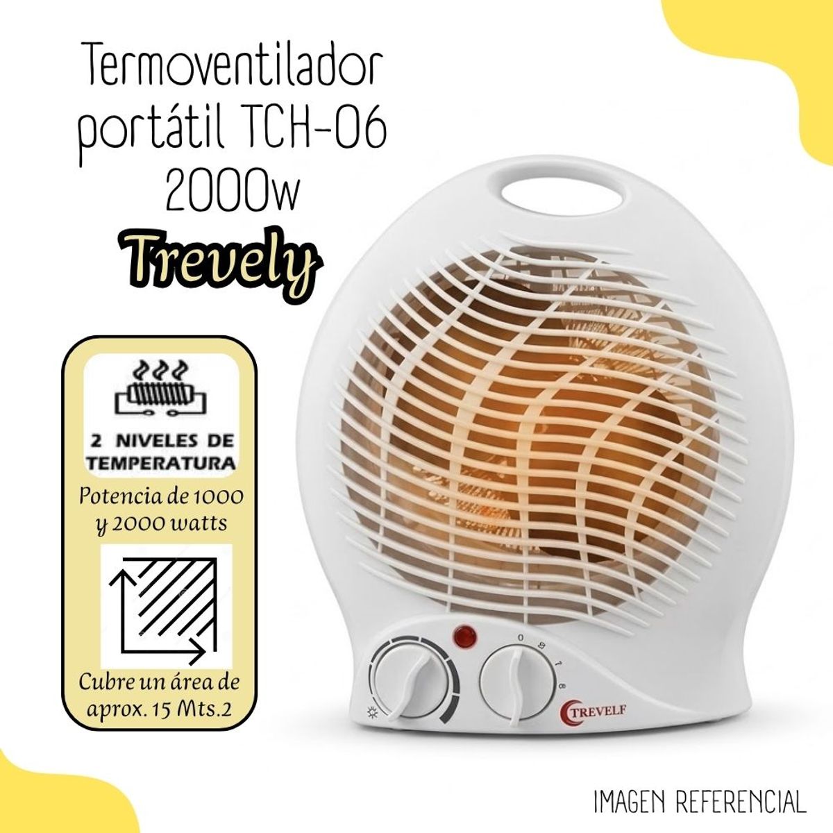 TREVELY - Termo ventilador portátil Trevely 2000 watts TCH-06