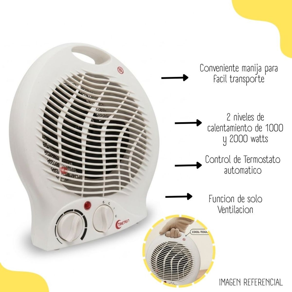 TREVELY - Termo ventilador portátil Trevely 2000 watts TCH-06