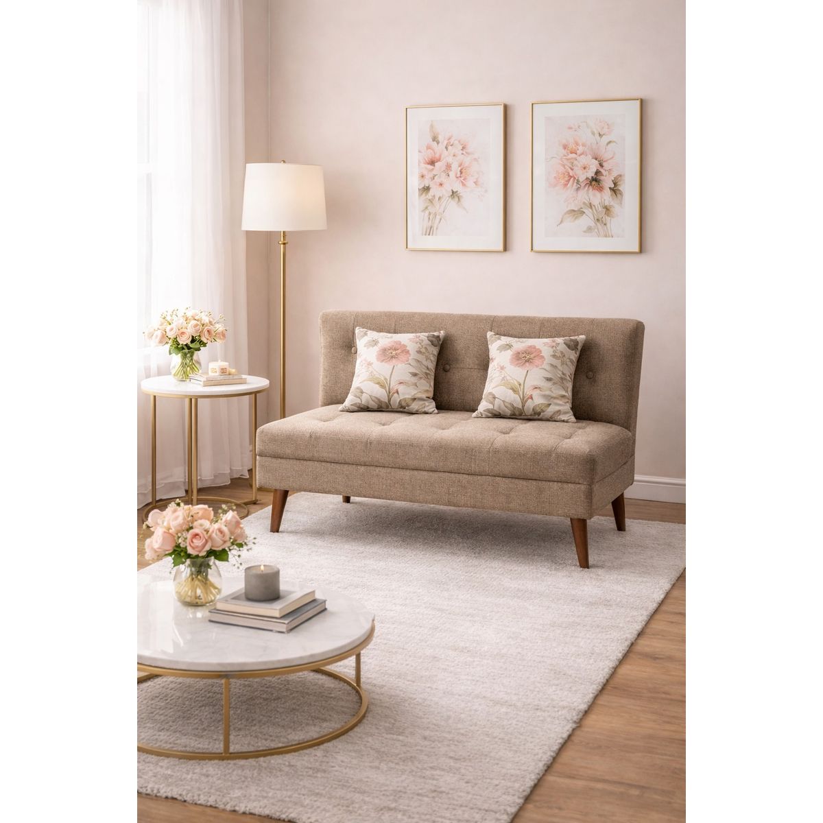 ARTSOFA - Sofá Nube Dos Cuerpos Beige Oscuro antifluido + Obsequio