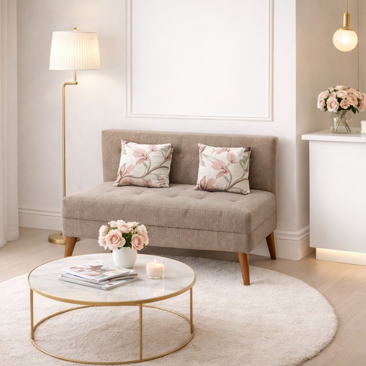 ARTSOFA - Sofá Nube Dos Cuerpos Beige Oscuro antifluido + Obsequio