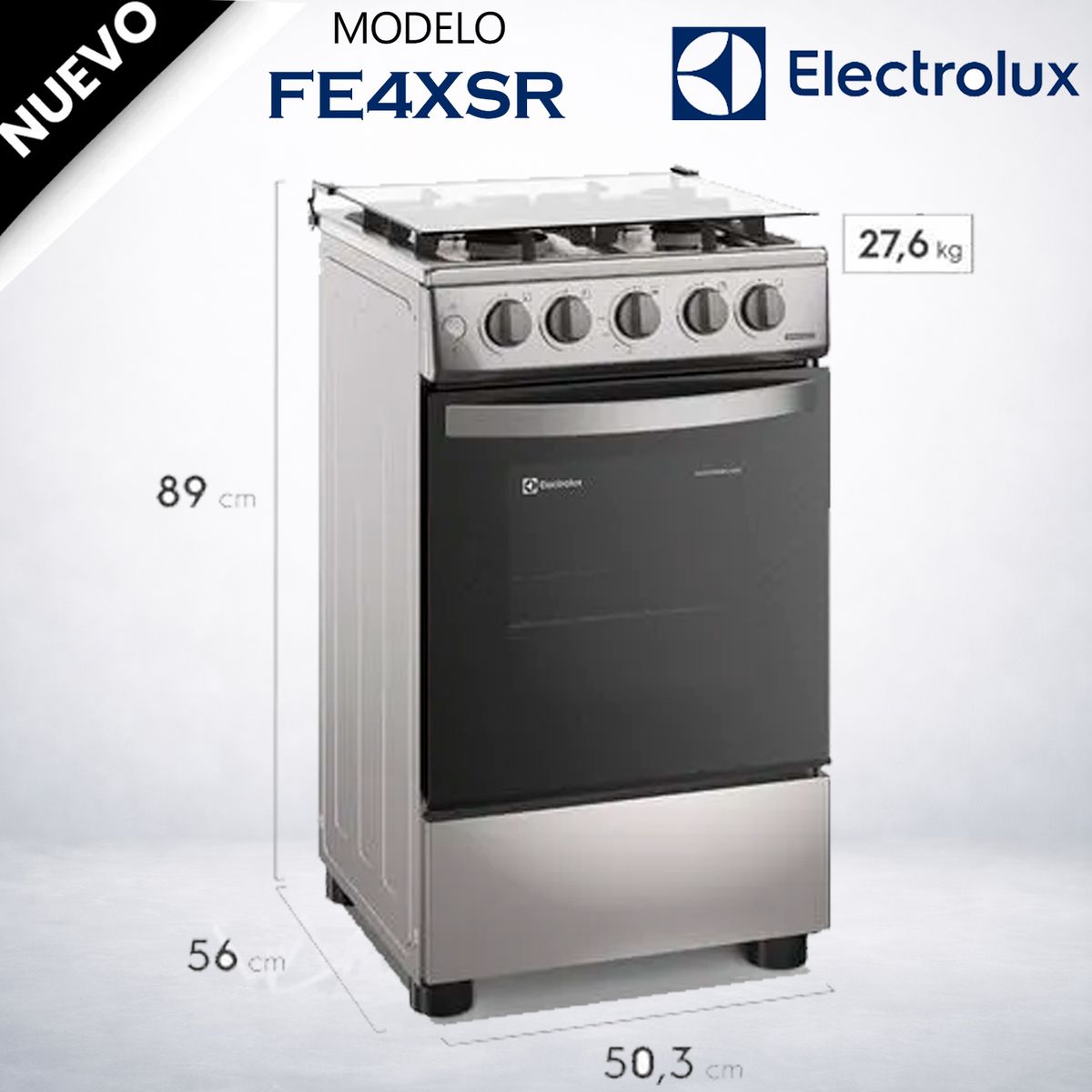 Electrolux - Cocina De Pie Electrolux 4 hornillas 50 cm Silver FE4XSR