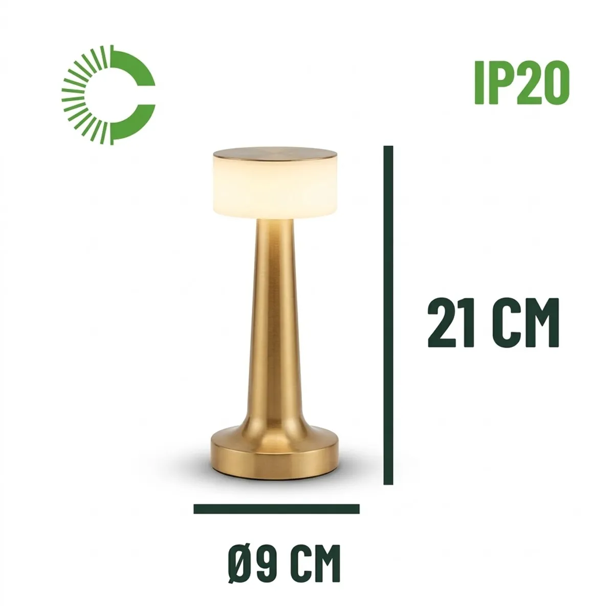 CEMLIGHTING - Lámpara De Mesa Liora 5W 3 Tonos de Luz  Dimable Dorado Innálambrico Cemlighing