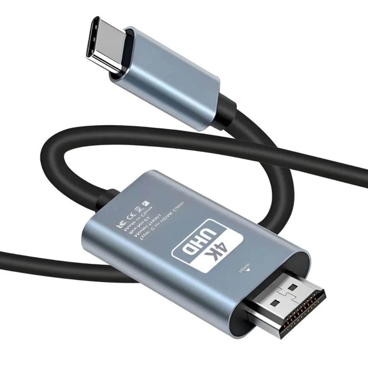 GENERICO - Cable USB-C a HDMI 4K 30Hz 2M para MacBook iPhone 15 Huawei y Laptops
