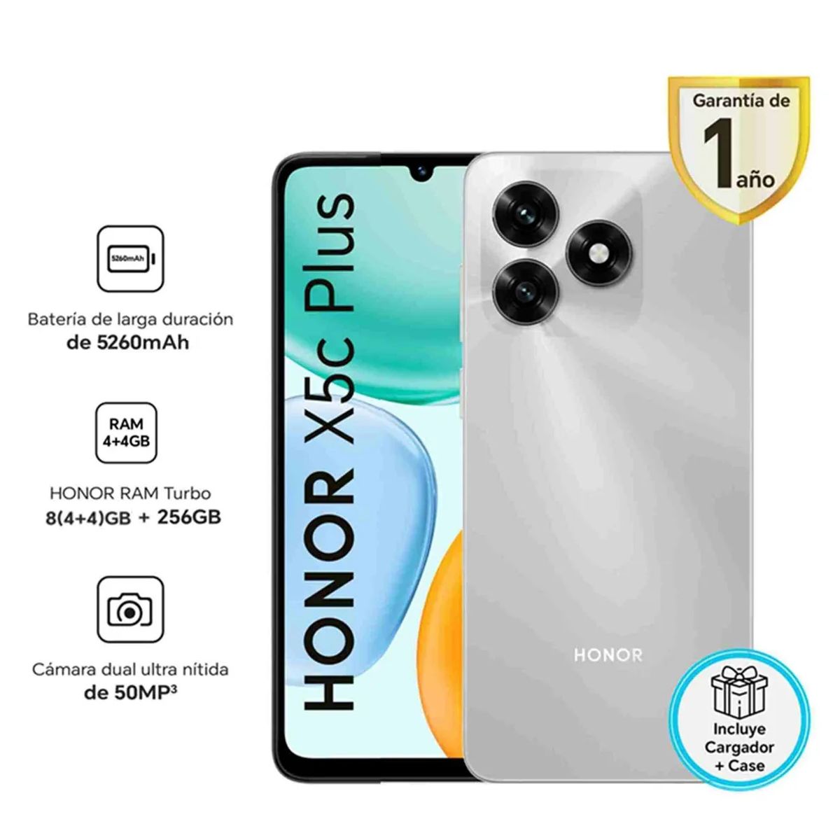 HONOR - X5C PLUS METEOR SILVER 4RAM 256GB - REGISTRADO