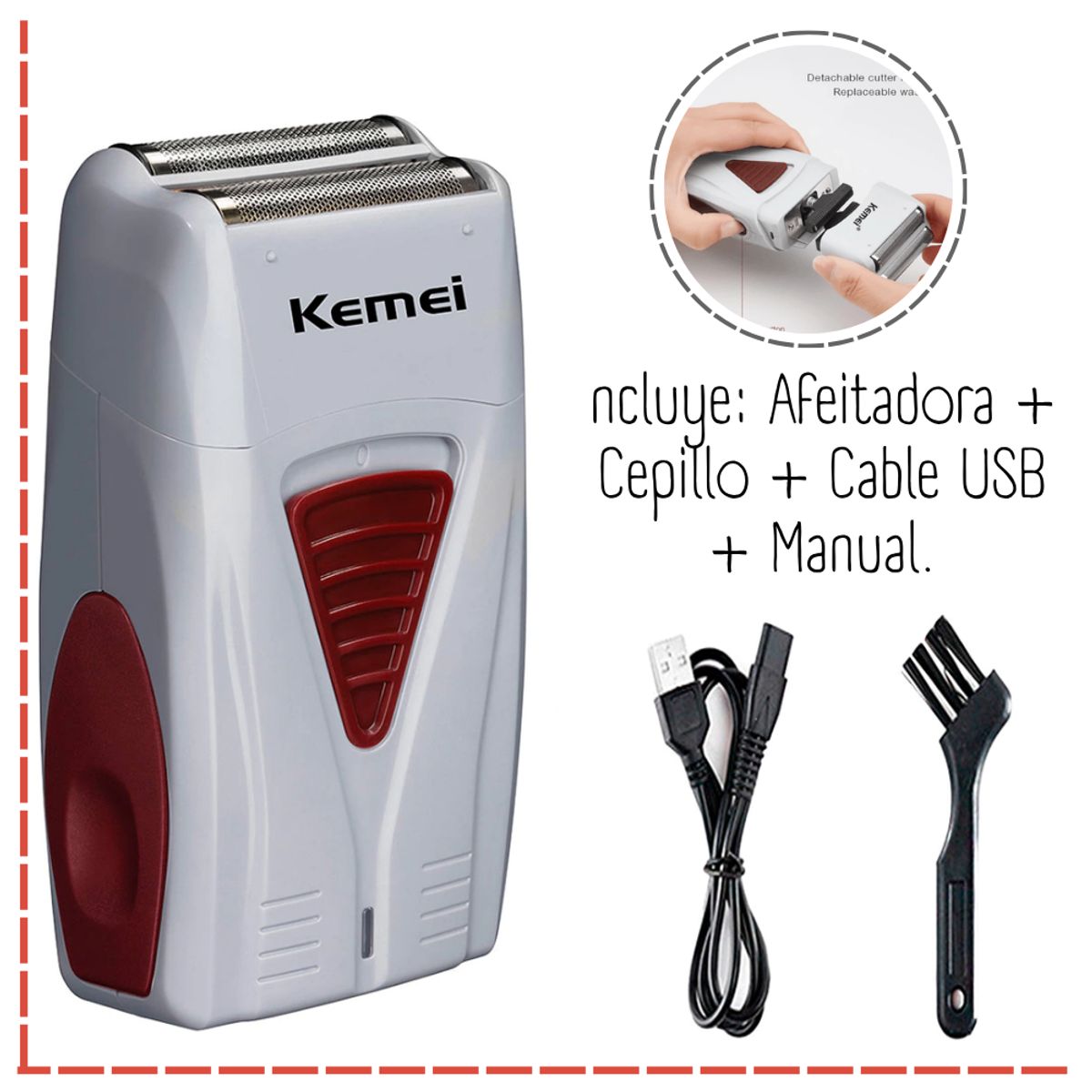 KEMEI - Shaver Kemei recargable KM-3382