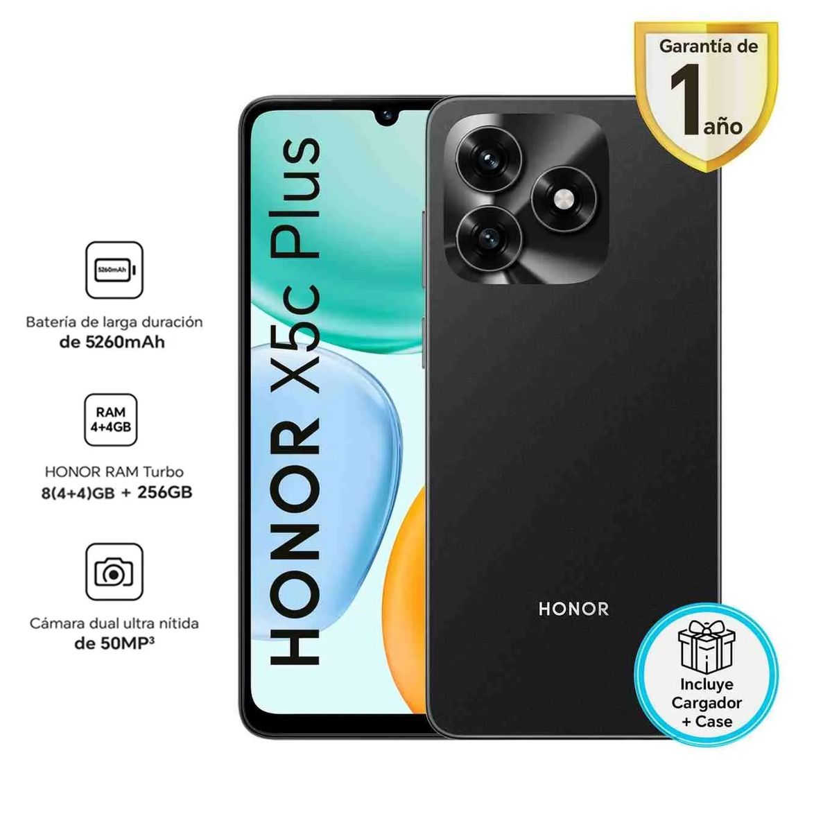 HONOR - HONOR X5C PLUS MIDNIGHT BLACK 4RAM 256GB  REGISTRADO