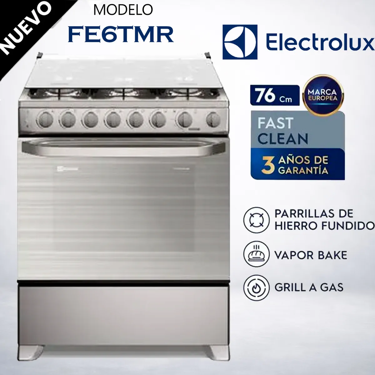Electrolux - Cocina Electrolux 6 hornillas 76 cm Inox FE6TMR