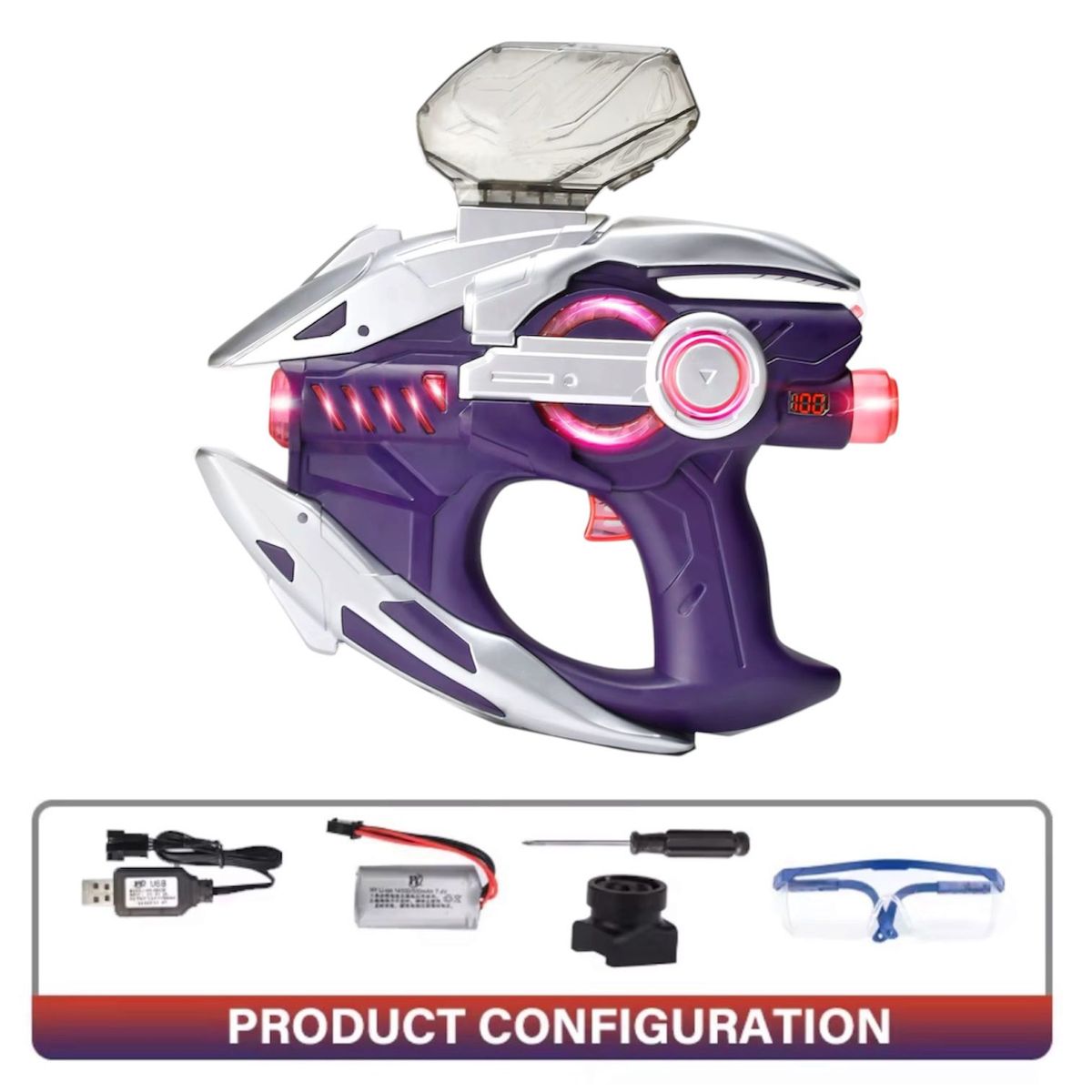 GENERICO - Pistola Futurista de Agua e Hidrogel Recargable 7.4V con 5000 Balines