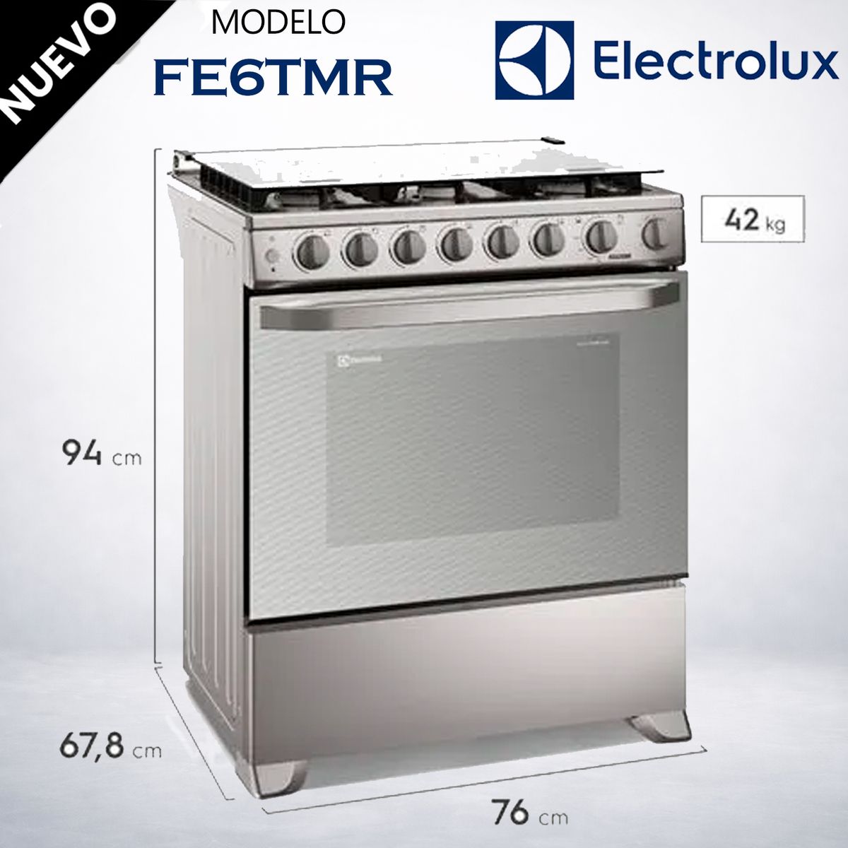 Cocina Electrolux 6 hornillas 76 cm Inox FE6TMR, marca Electrolux - Foto 2