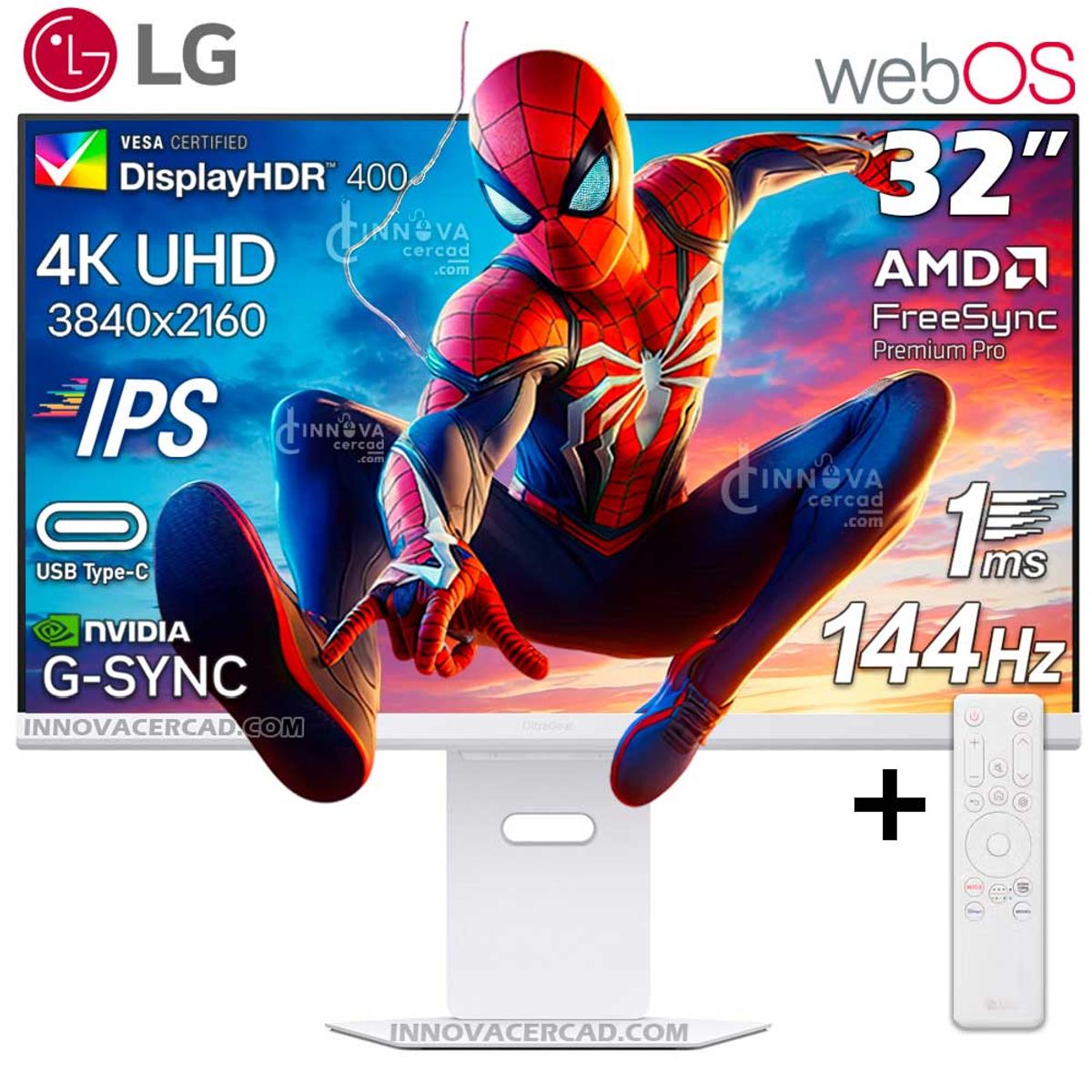 LG - Monitor Gaming LG 32G810SA-W 32 IPS Ultragear Smart webOS UHD 4K 144Hz 1ms Compatible G-Sync