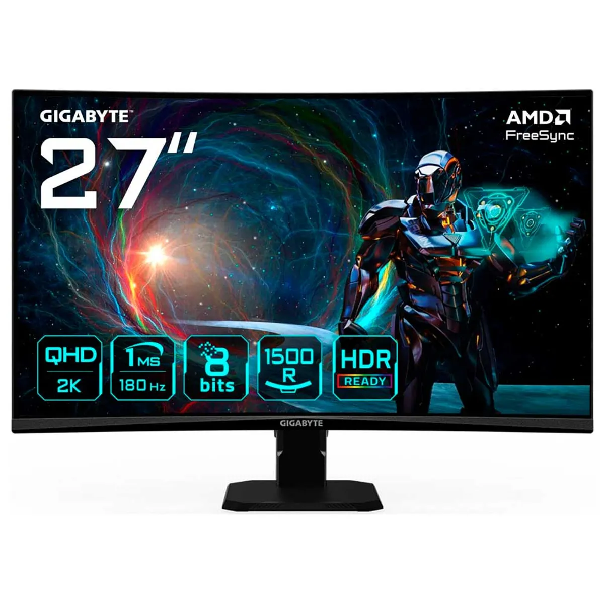 GIGABYTE - Monitor Gigabyte GS27QCA 27 QHD Curved 2K 2560x1440, 180Hz, 1ms, FreeSync, HDR Ready