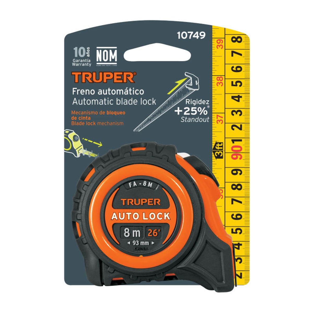 TRUPER - Cinta Metrica Wincha contra impactos 8 m cinta 25 mm TRUPER - 10749