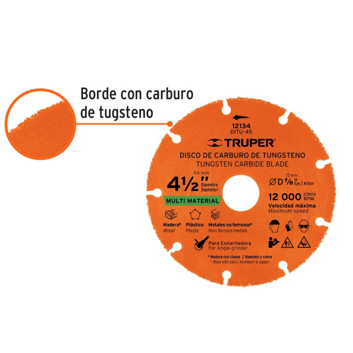 TRUPER - Disco 4-12 multimaterial de carburo de tungsteno, TRUPER - 12134
