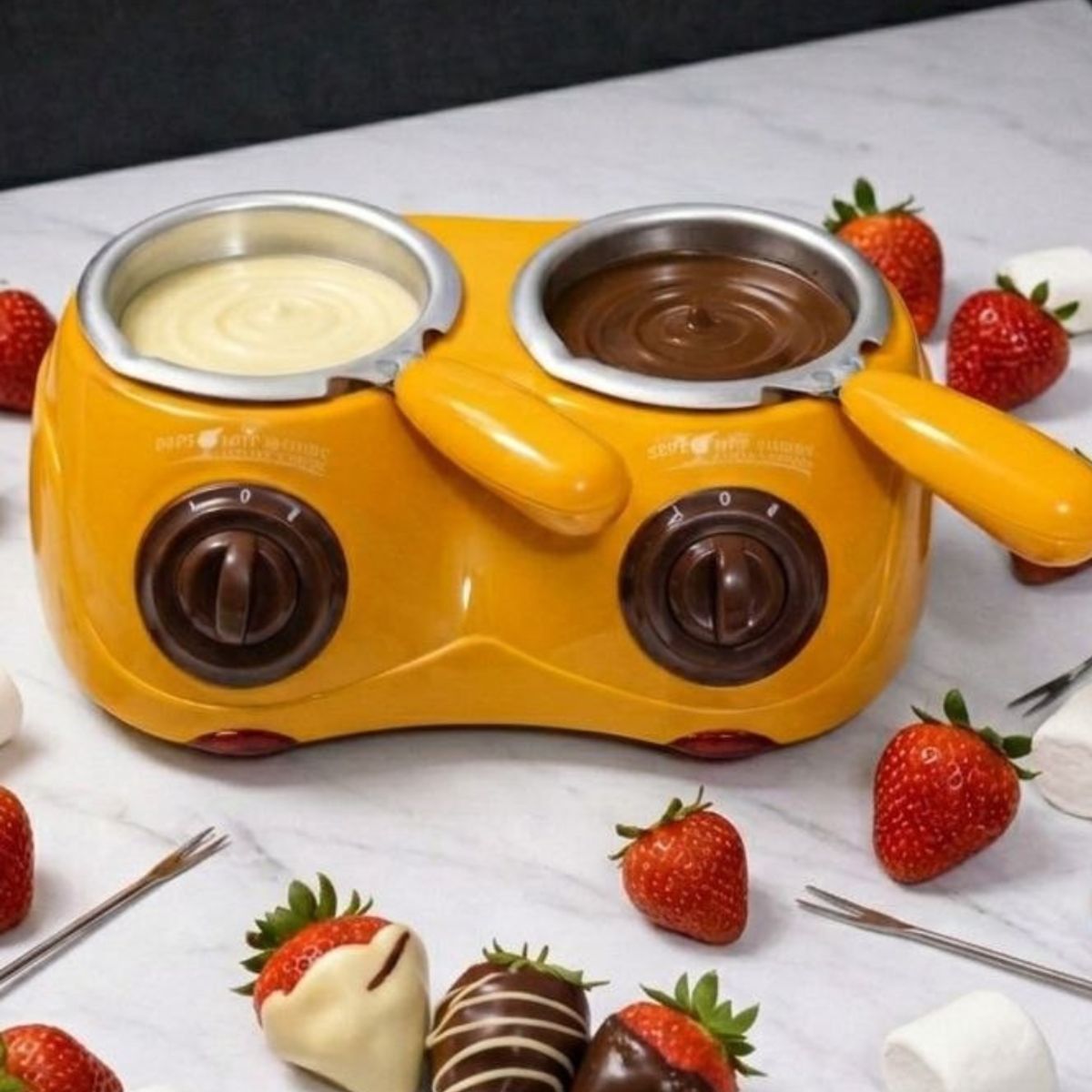 GENERICO - Ollita Chocolatera Doble Eléctrica Amarillo para Fondue Máquina para derretir Chocolate