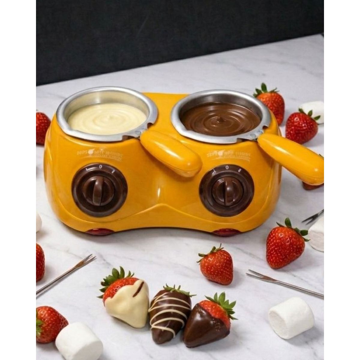 GENERICO - Ollita Chocolatera Doble Eléctrica Amarillo para Fondue Máquina para derretir Chocolate
