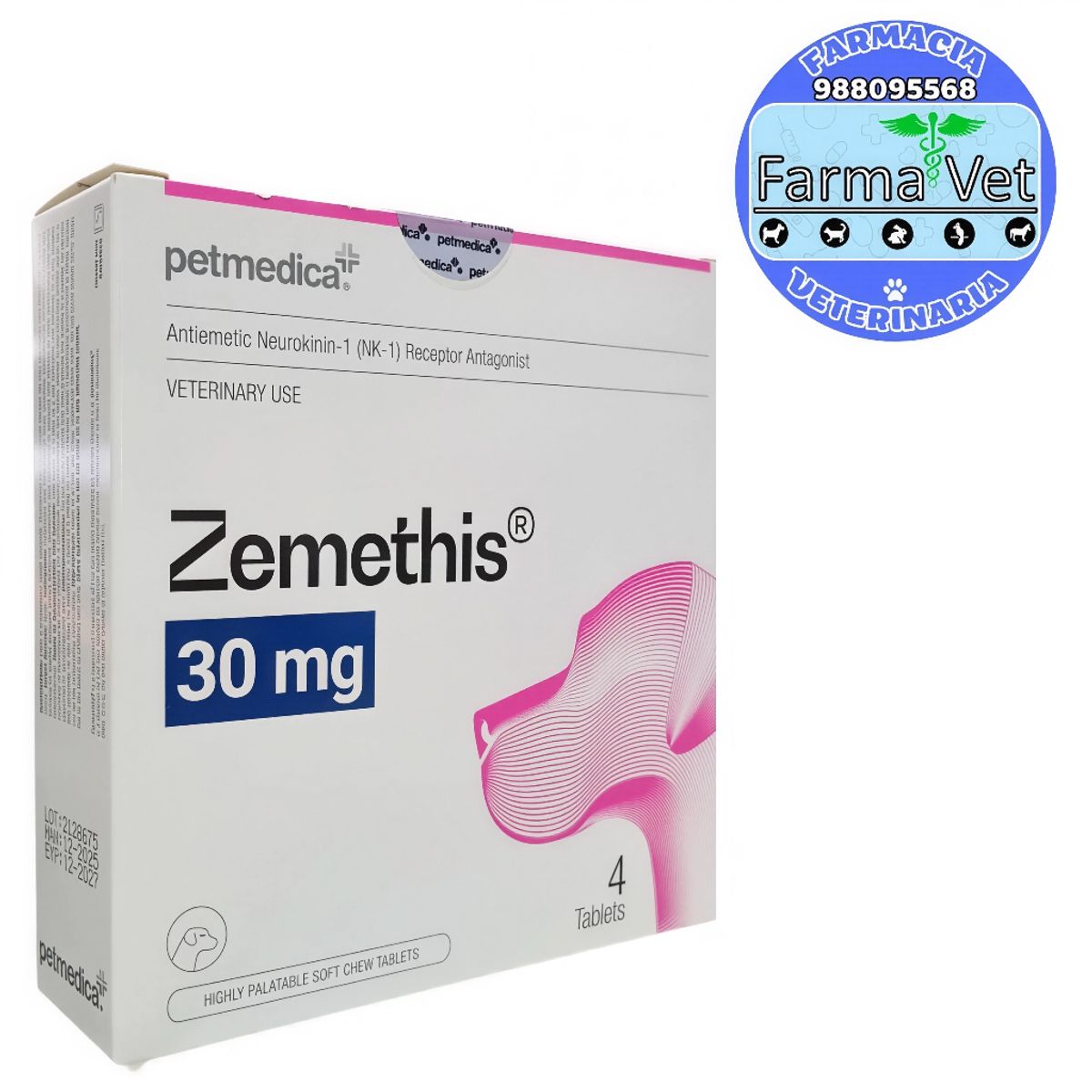 GENERICO - ZEMETHIS 30MG (Maropitant) Caja x 4 tabletas