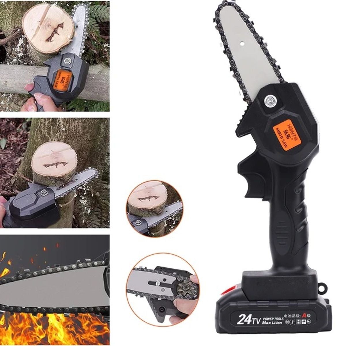 OEM - Sierra Eléctrica de Mano 24V Inalámbrica para Jardinería y Carpintería + Accesorios