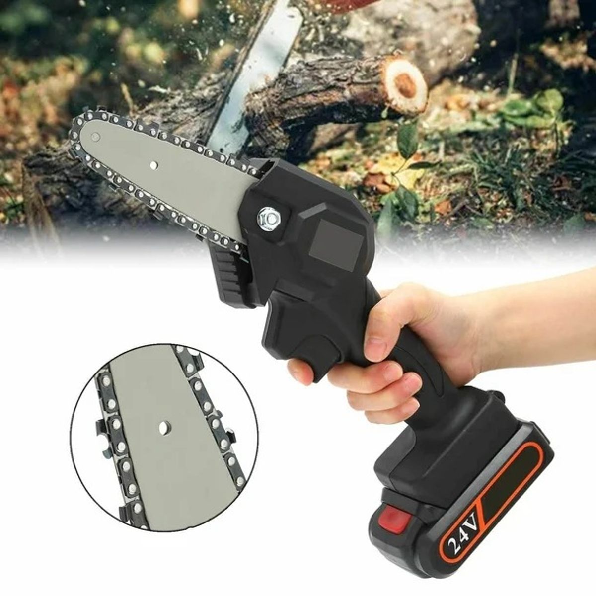 OEM - Sierra Eléctrica de Mano 24V Inalámbrica para Jardinería y Carpintería + Accesorios