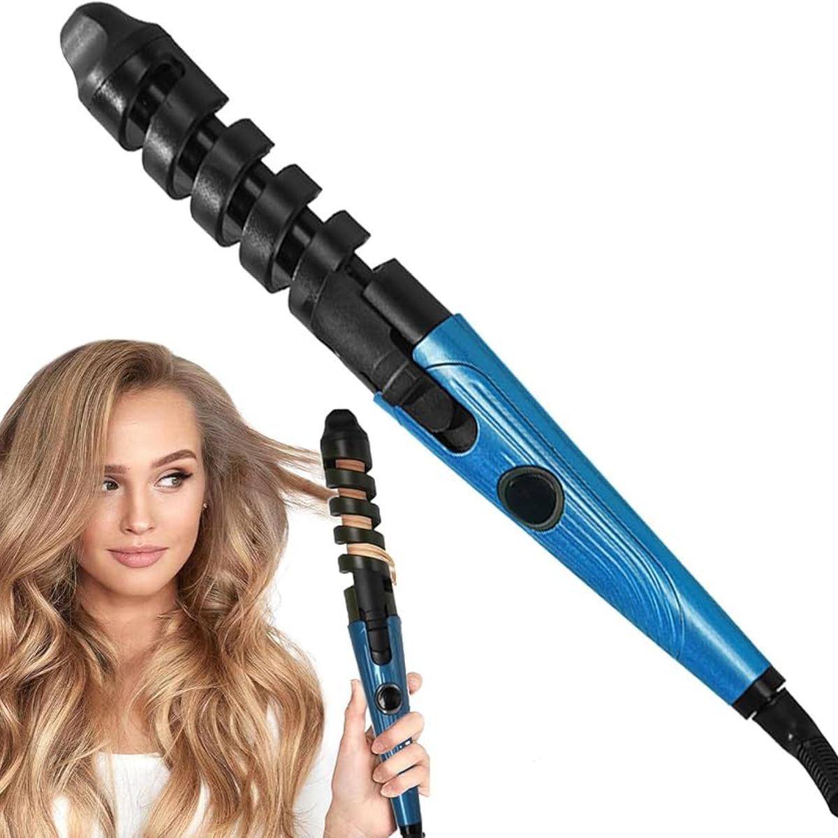 OEM - Ondulador de Pelo en Espiral de Cerámica con Clip y Cable Giratorio 360°