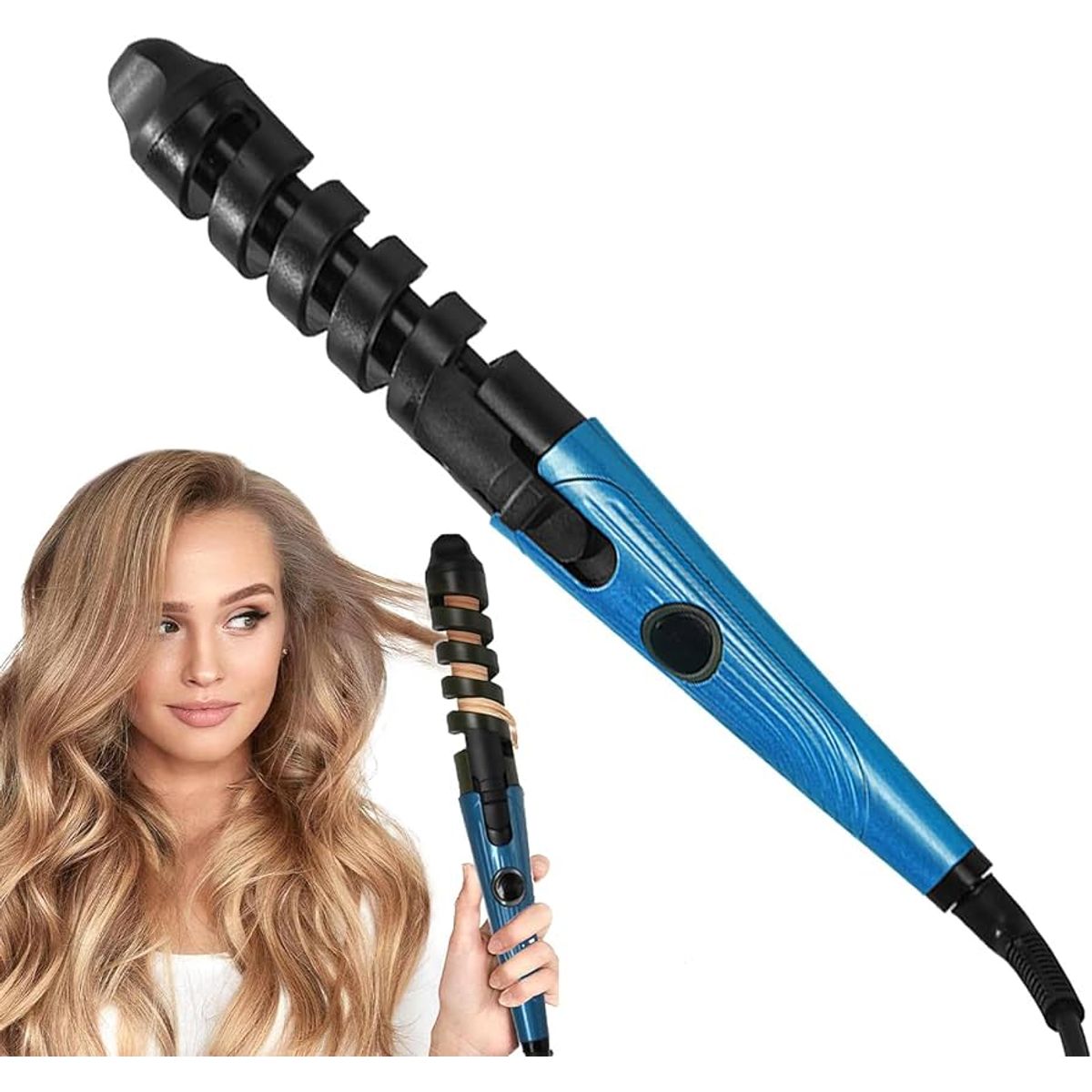 OEM - Ondulador de Pelo en Espiral de Cerámica con Clip y Cable Giratorio 360°