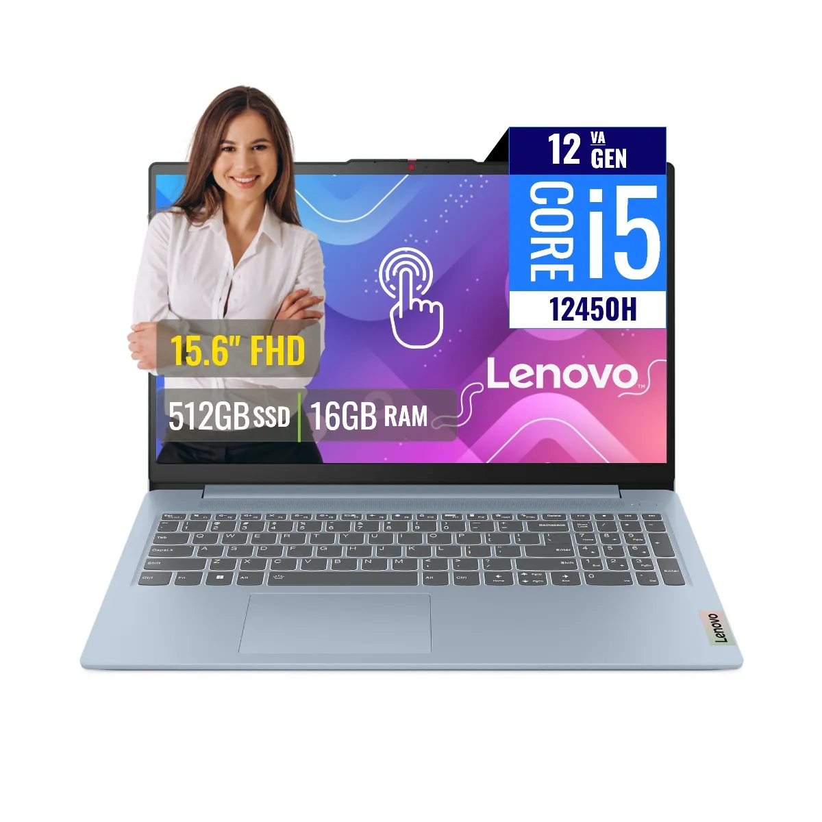 LENOVO - Laptop Lenovo IdeaPad Slim 3 15IAH8 Intel Core i5 12450H 16GB RAM 512GB SSD 15.6 Tactil FHD FreeDOS