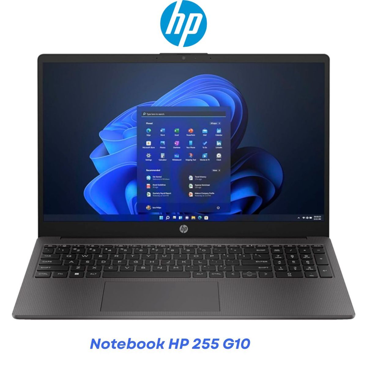 HP - Notebook HP 255 G10, 15.6" LCD LED HD SVA, AMD Athlon Silver 2.4/3.5GHz, 8GB LPDDR5-5500