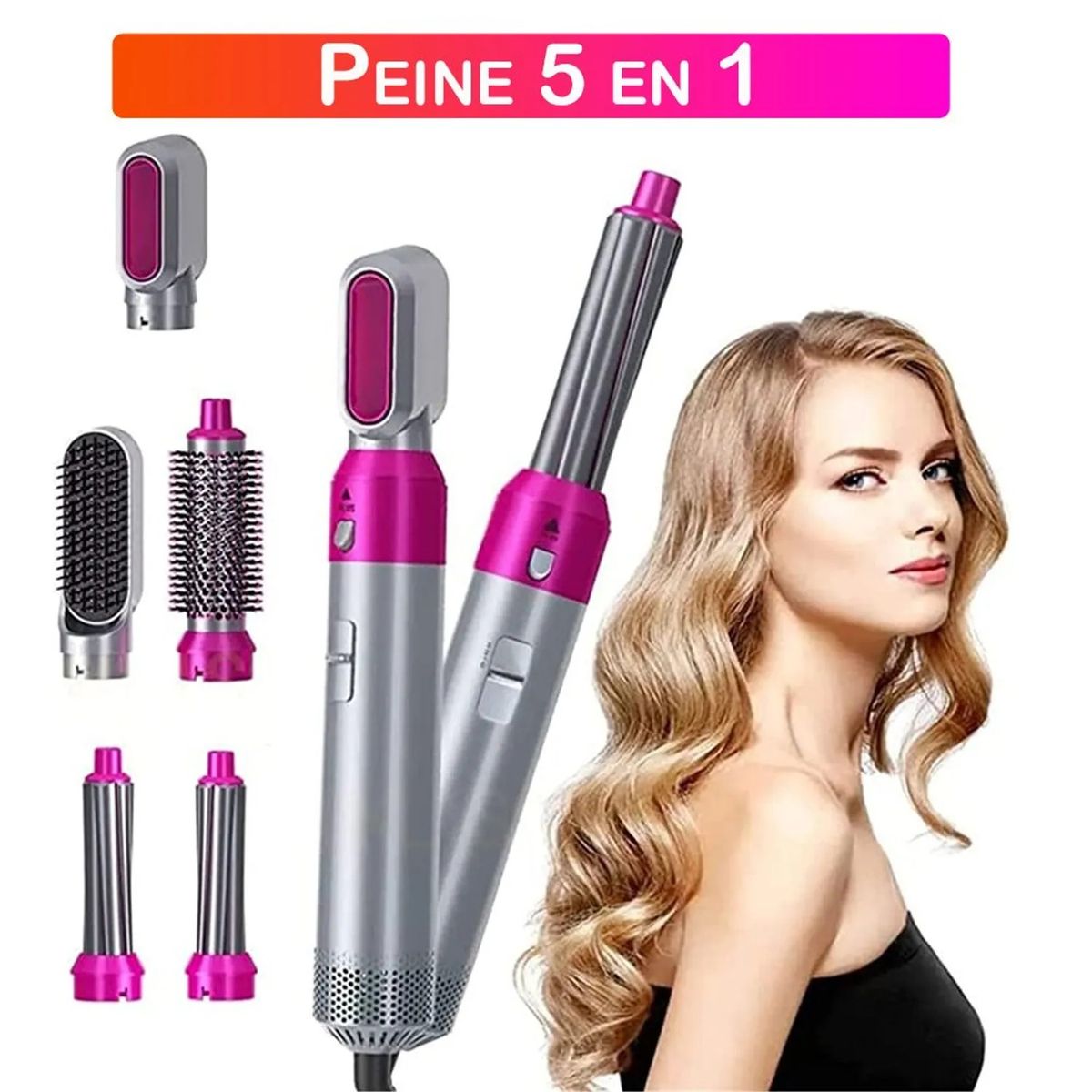 OEM - Cepillo Secador 5 en 1 Multifuncional - Rizador, Alisador y Voluminizador Profesional