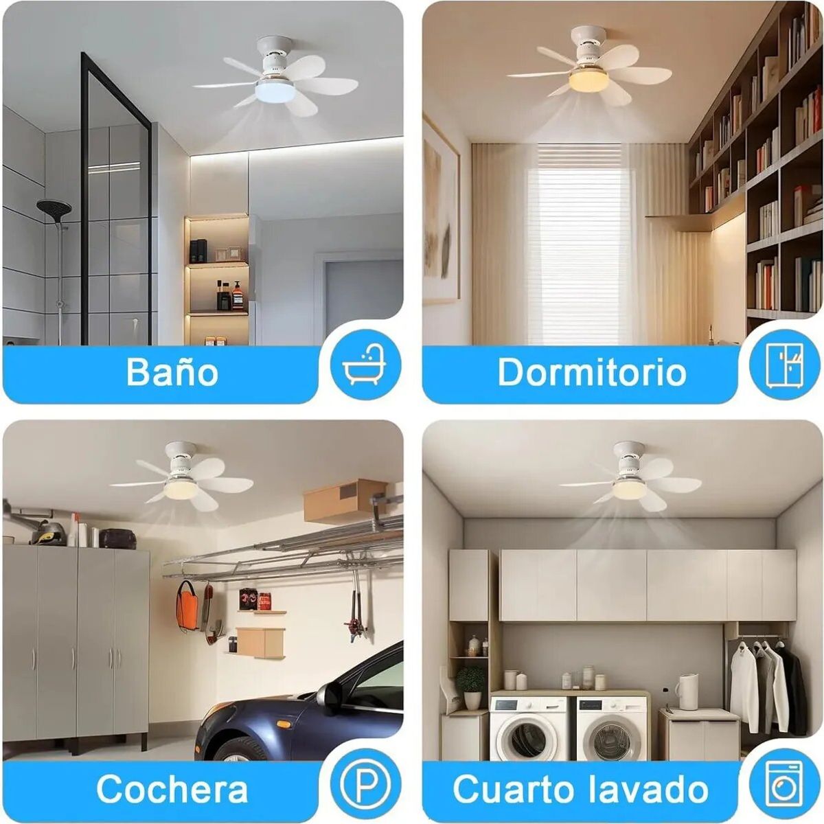 GENERICO - Ventilador de techo inteligente con luz