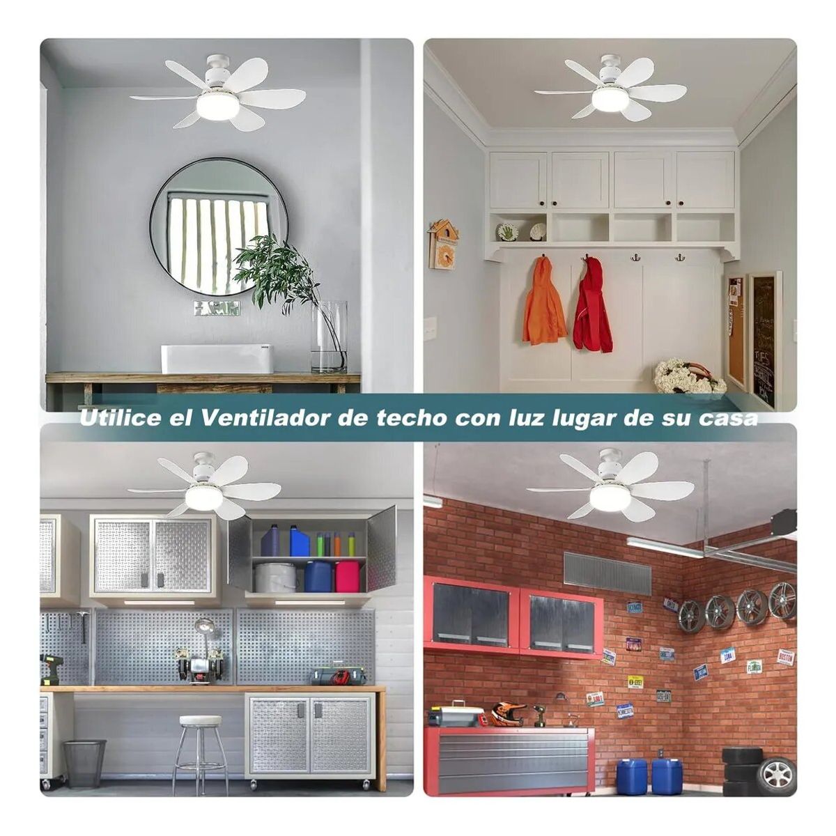 GENERICO - Lámpara Ventilador De Techo Multifunción Foco 6 Aspas  Control
