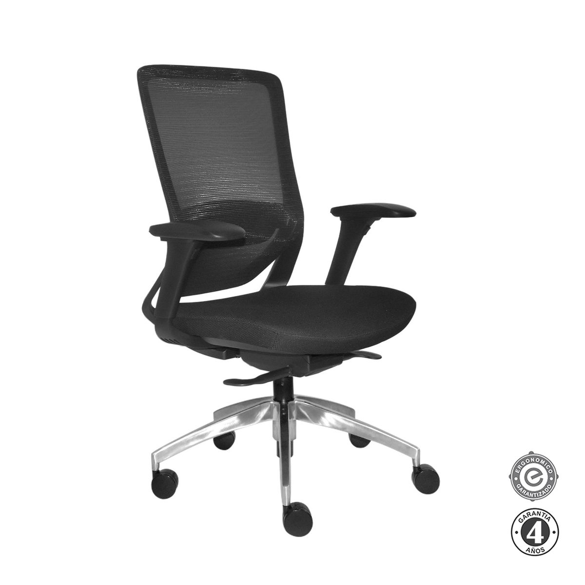 ALTHEA CONFORT - Silla Ergonómica Loop Gerente 4D Aluminio Negro Althea Confort