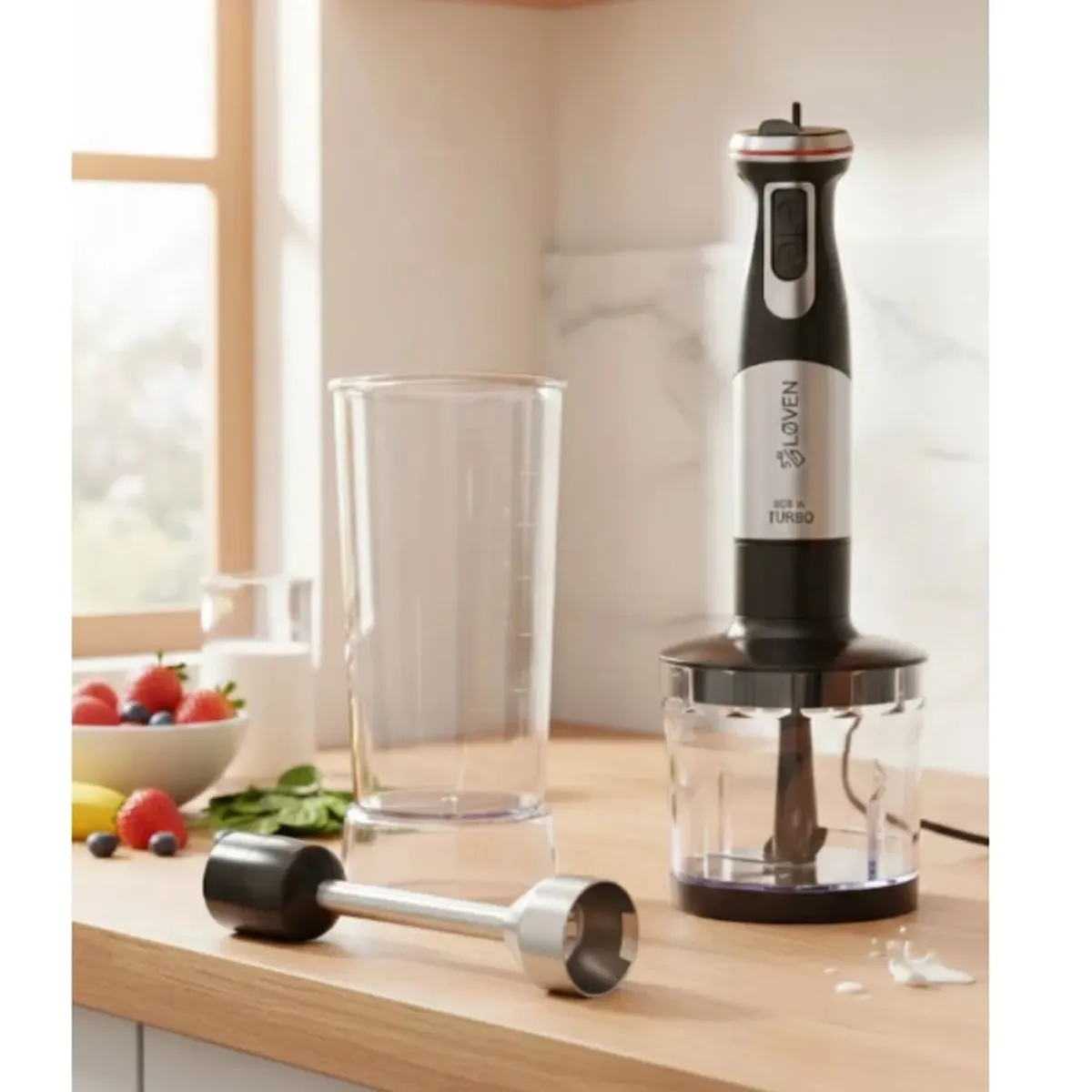 LOVEN - BATIDORA INMERSIÓN LOVEN MP800-CLA 800W 1L MULTIFUNCIÓN ACERO