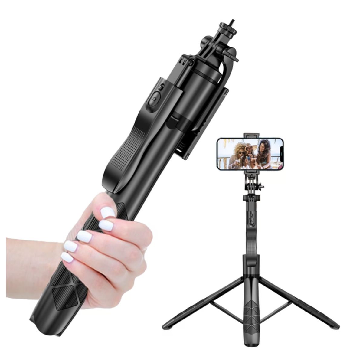 SEISA - TrIpode Palo Selfie Stick 180cm XO con Control Remoto Bluetooth Live Streaming