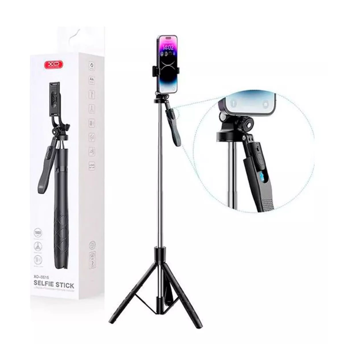 SEISA - TrIpode Palo Selfie Stick 180cm XO con Control Remoto Bluetooth Live Streaming
